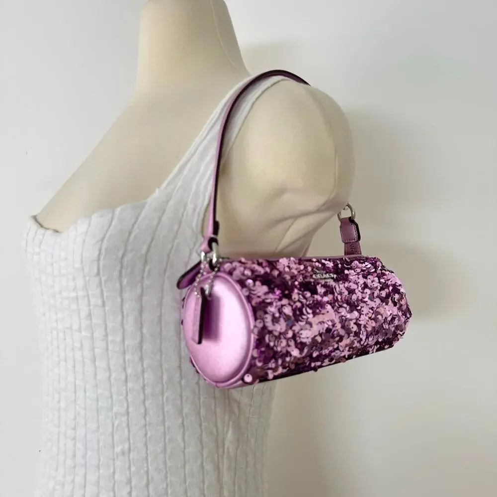 Coach Nolita Limited Edition Barrel Shoulder Demi Bag Lilac Sequin CQ589